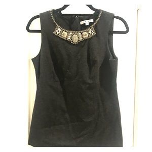 CAbi beaded jewel neckline sleeveless top